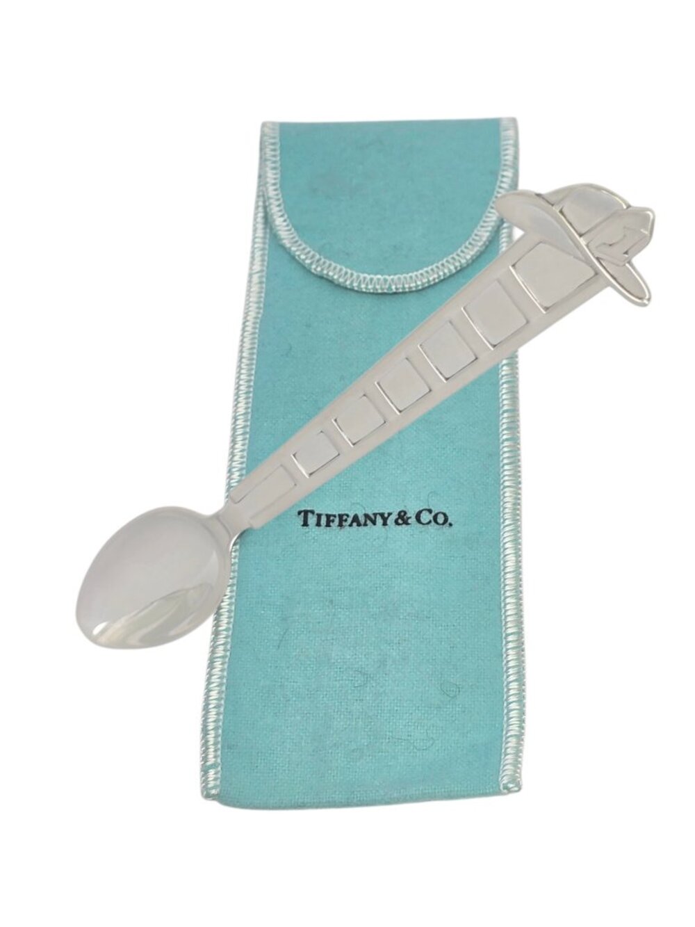Tiffany & Co Sterling Silver Fireman Helmet & Ladder Baby Spoon w/Pouch #24941
